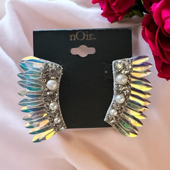 nOir Holographic Wing Statement Earrings - Picture 3 of 6